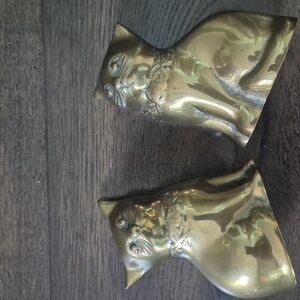 Pair Of Brass Cats, Vintage.